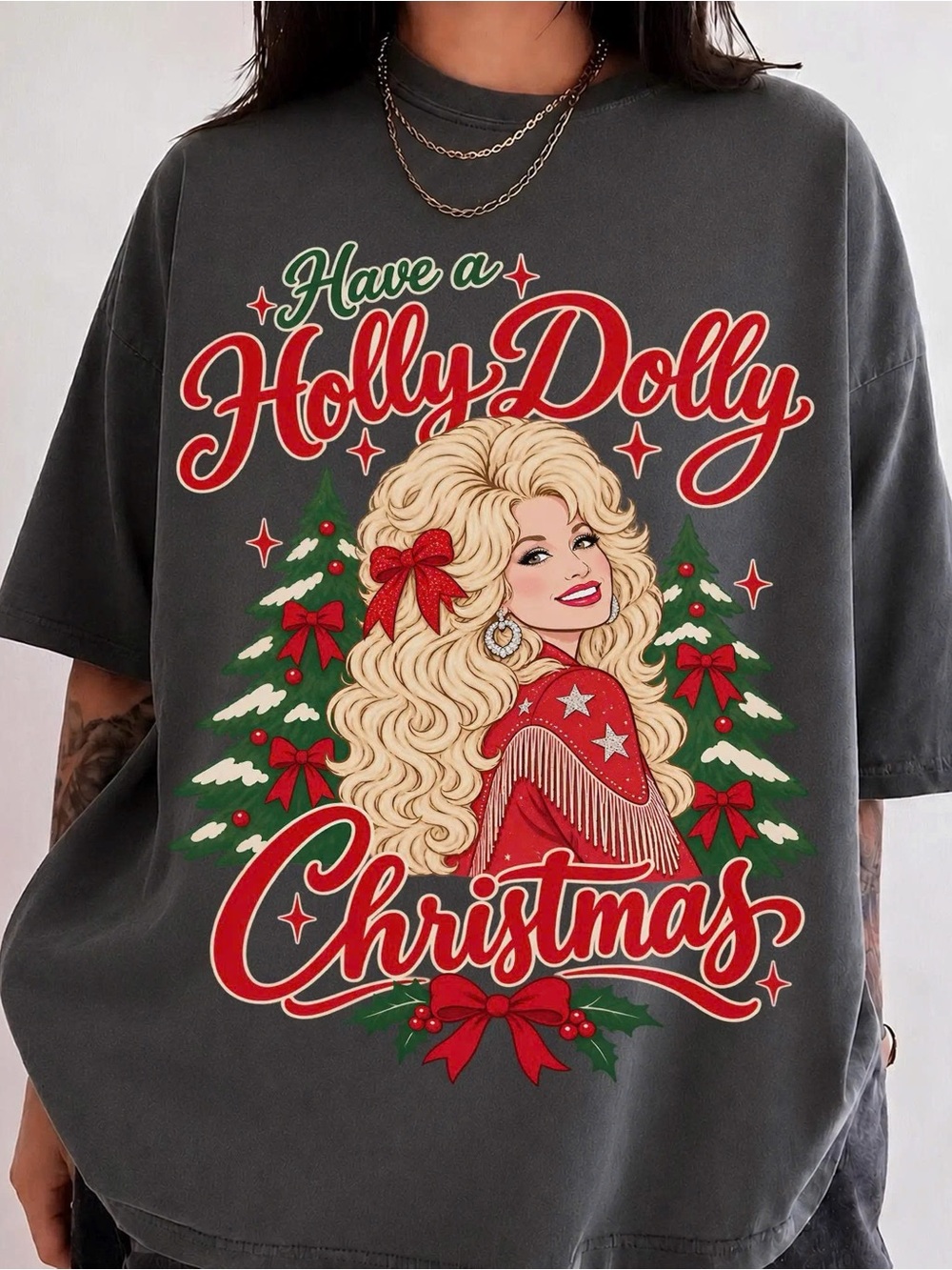 Dolly-Inspired Pepper Christmas Tee - Have a Holly Dolly Christmas